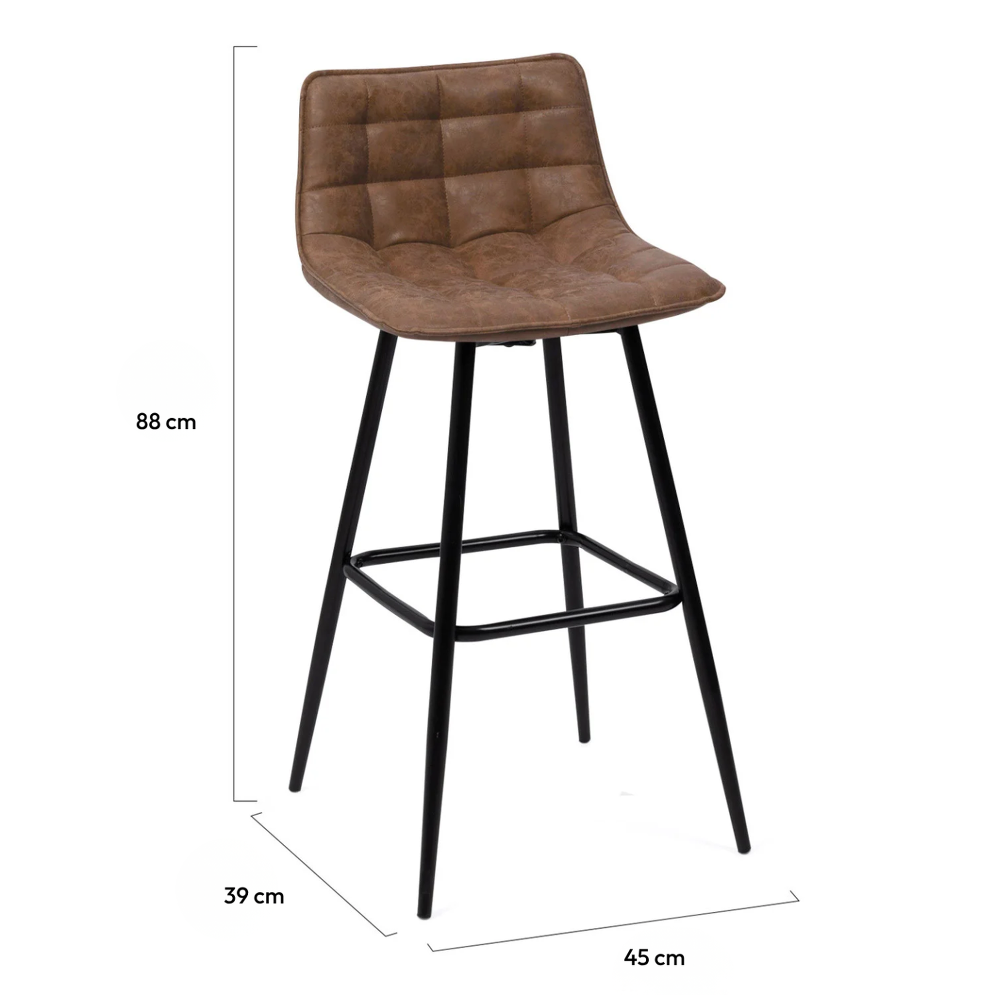 Voir la diapositive 6 : ID MARKET Lot de 4 tabourets de bar mady marron vintage