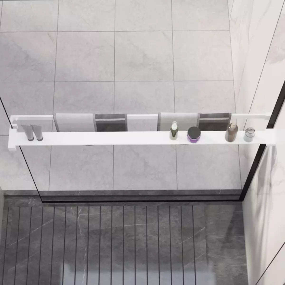 VIDAXL Etagere de douche de paroi de douche a l'italienne Blanc 100 cm