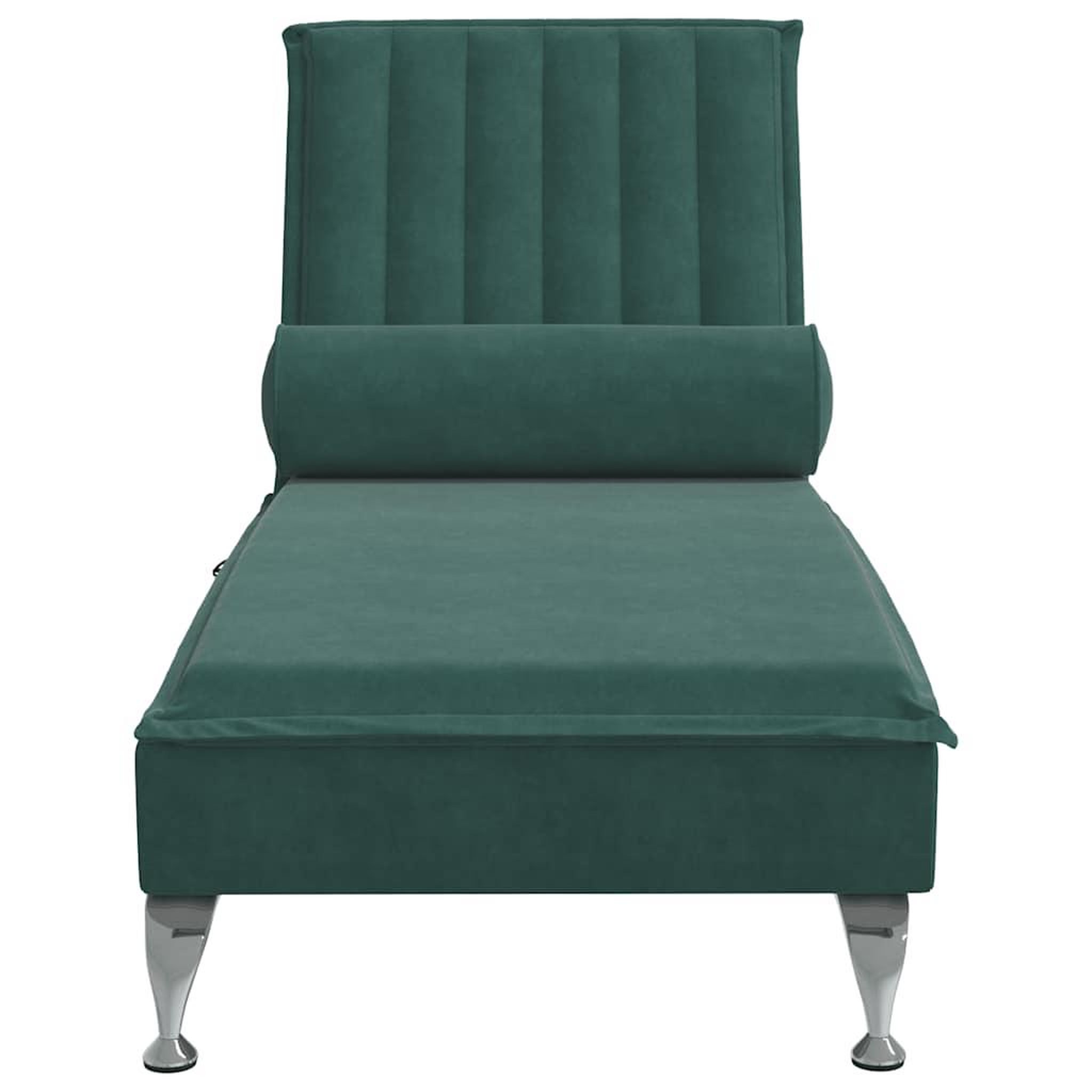 Voir la diapositive 4 : VIDAXL Chaise longue de massage avec traversin vert fonce velours