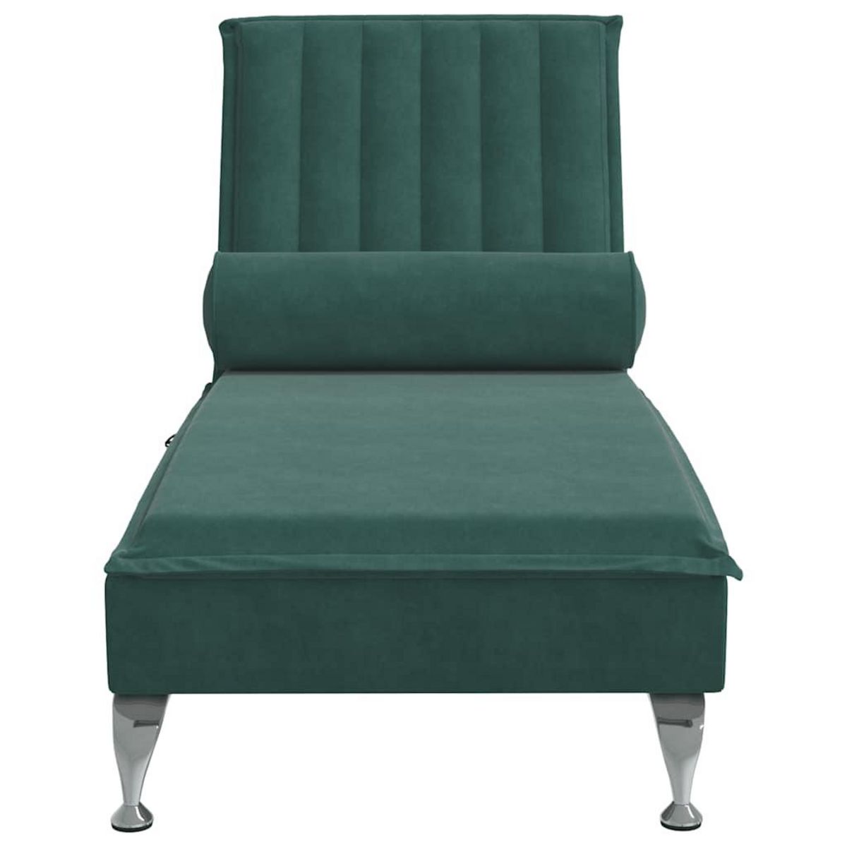 VIDAXL Chaise longue de massage avec traversin vert fonce velours