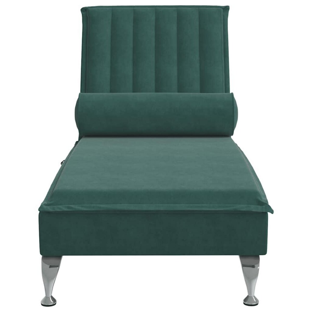 VIDAXL Chaise longue de massage avec traversin vert fonce velours