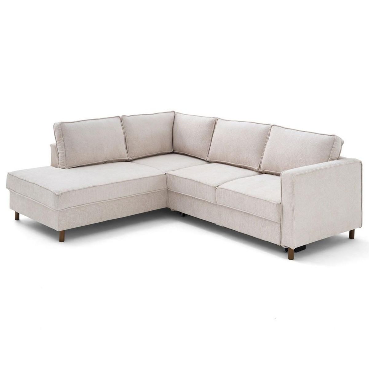 LISA DESIGN Jake - canapé d'angle gauche 5 places convertible en tissu velours relief