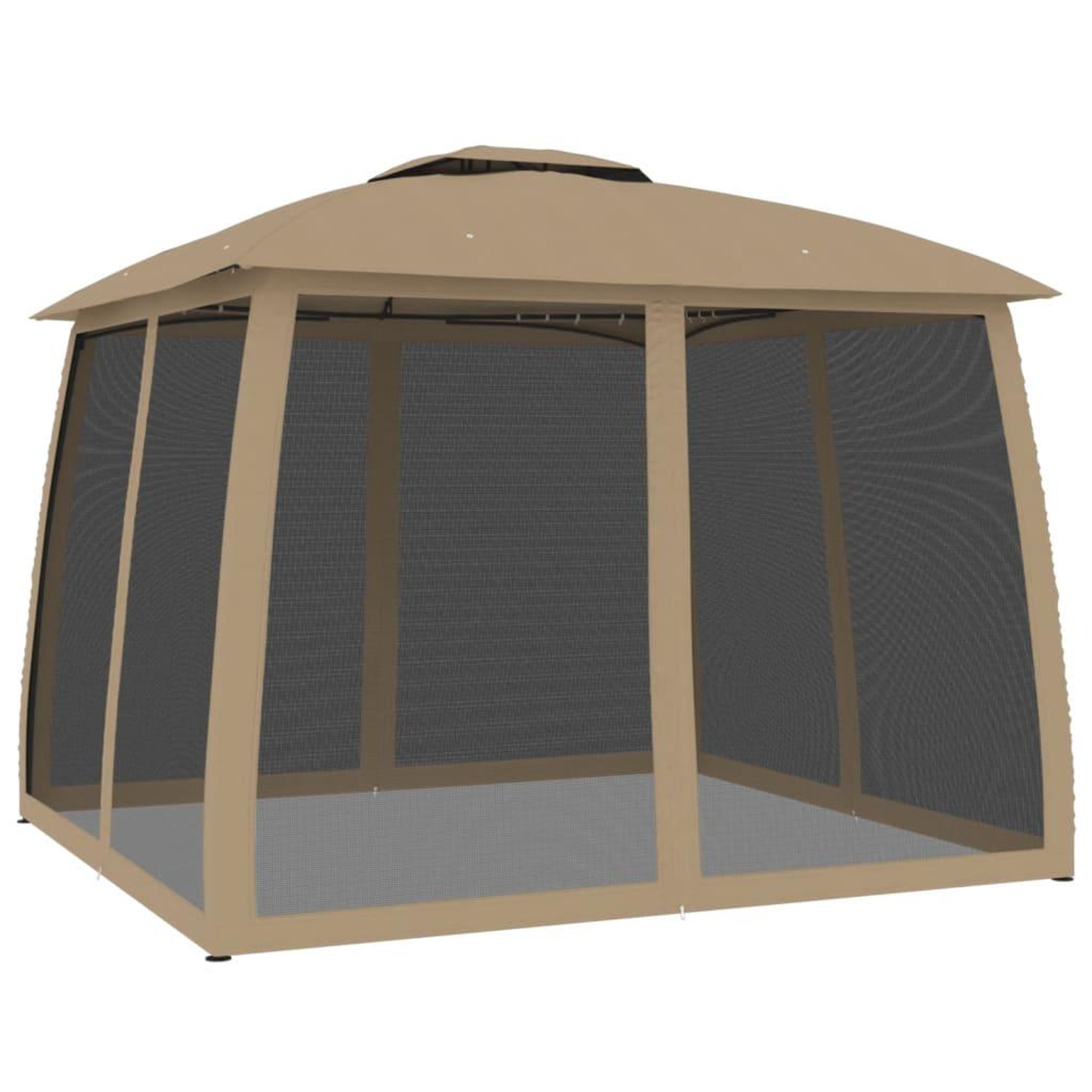 Voir la diapositive 5 : VIDAXL Tonnelle avec double toit et parois en filet taupe acier