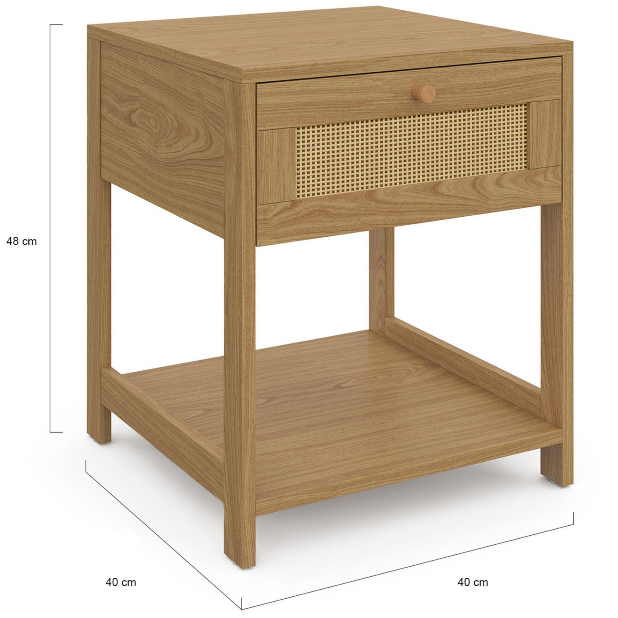 Voir la diapositive 5 : ID MARKET Lot de 2 tables de chevet hanae vintage 1 tiroir avec tablette effet naturel cannage