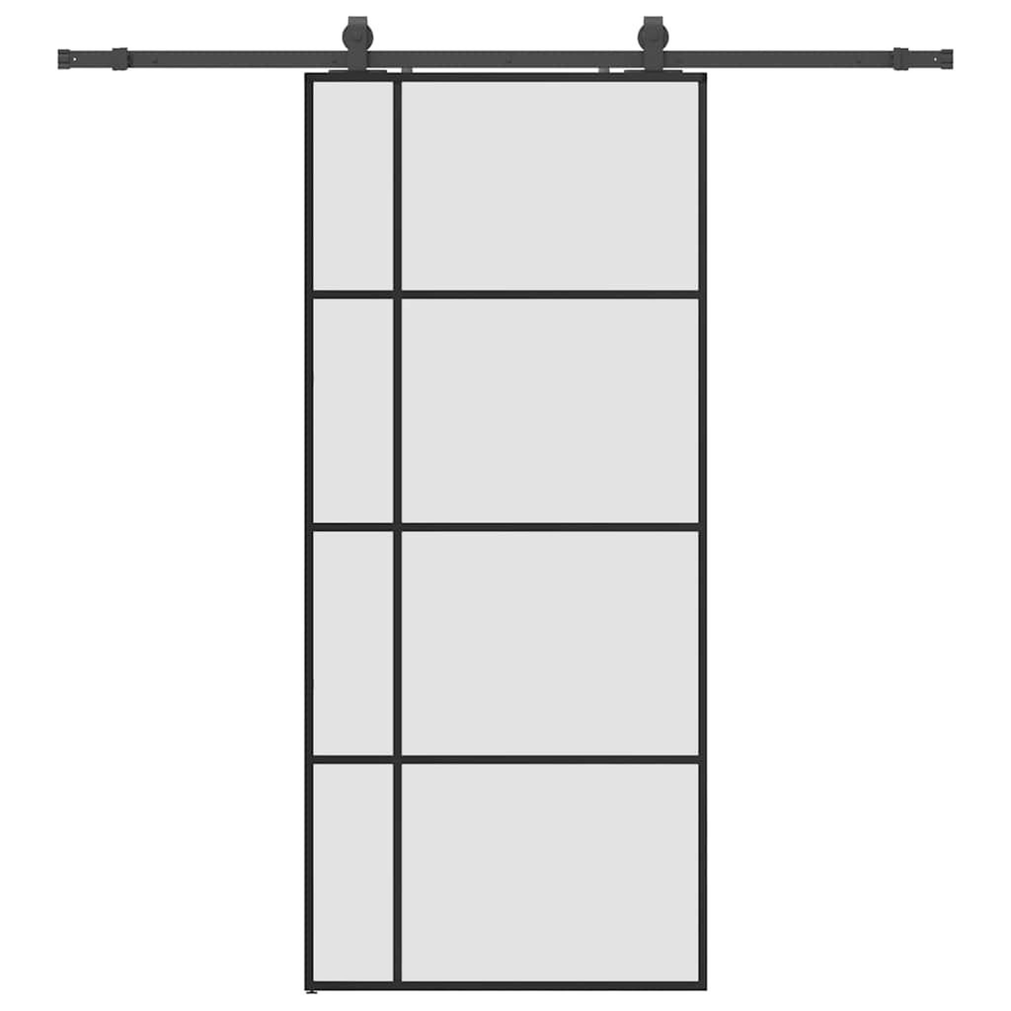 Voir la diapositive 2 : VIDAXL Porte coulissante kit de quincaillerie noir 90x205 cm verre ESG