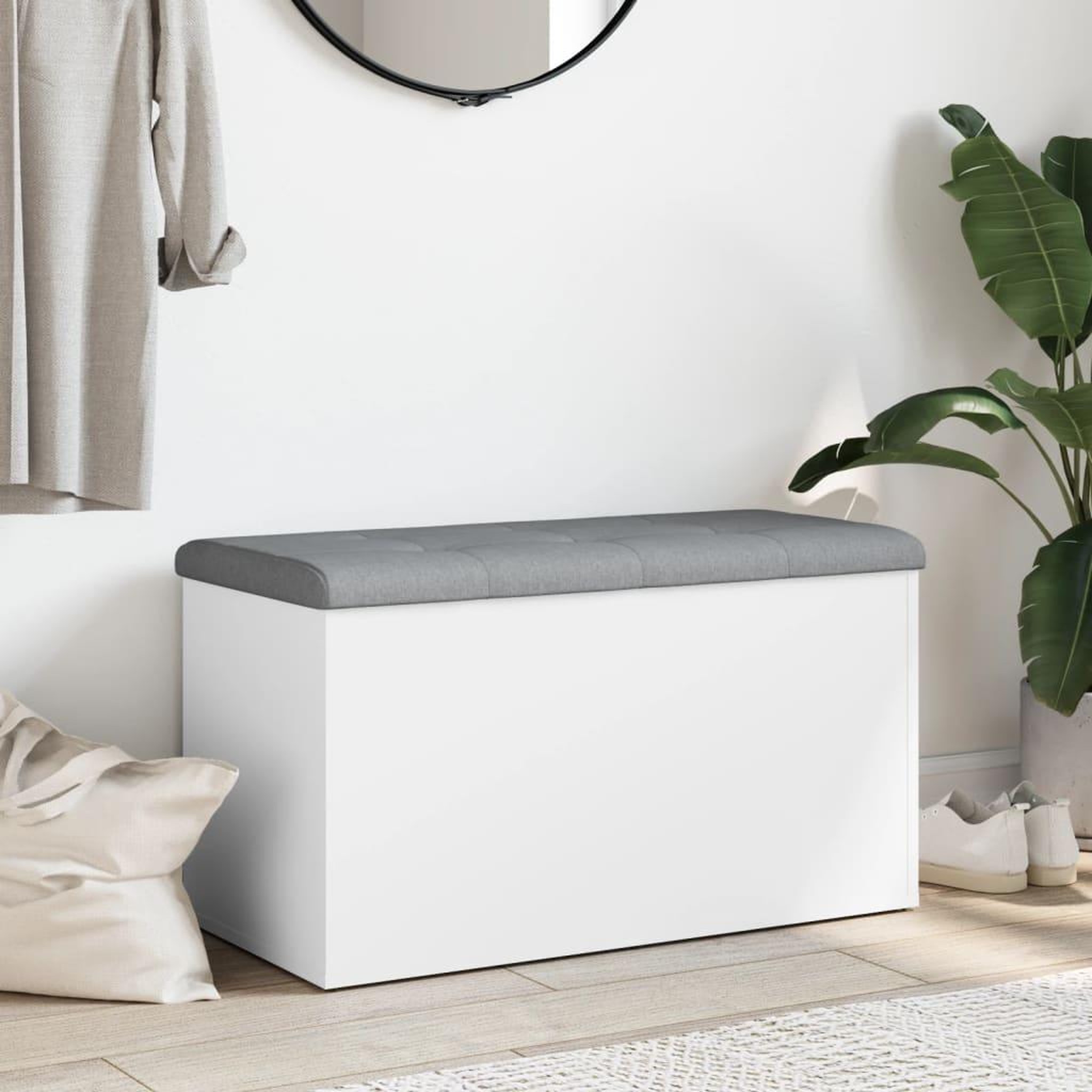 Voir la diapositive 3 : VIDAXL Banc de rangement blanc 82x42x45 cm bois d'ingenierie