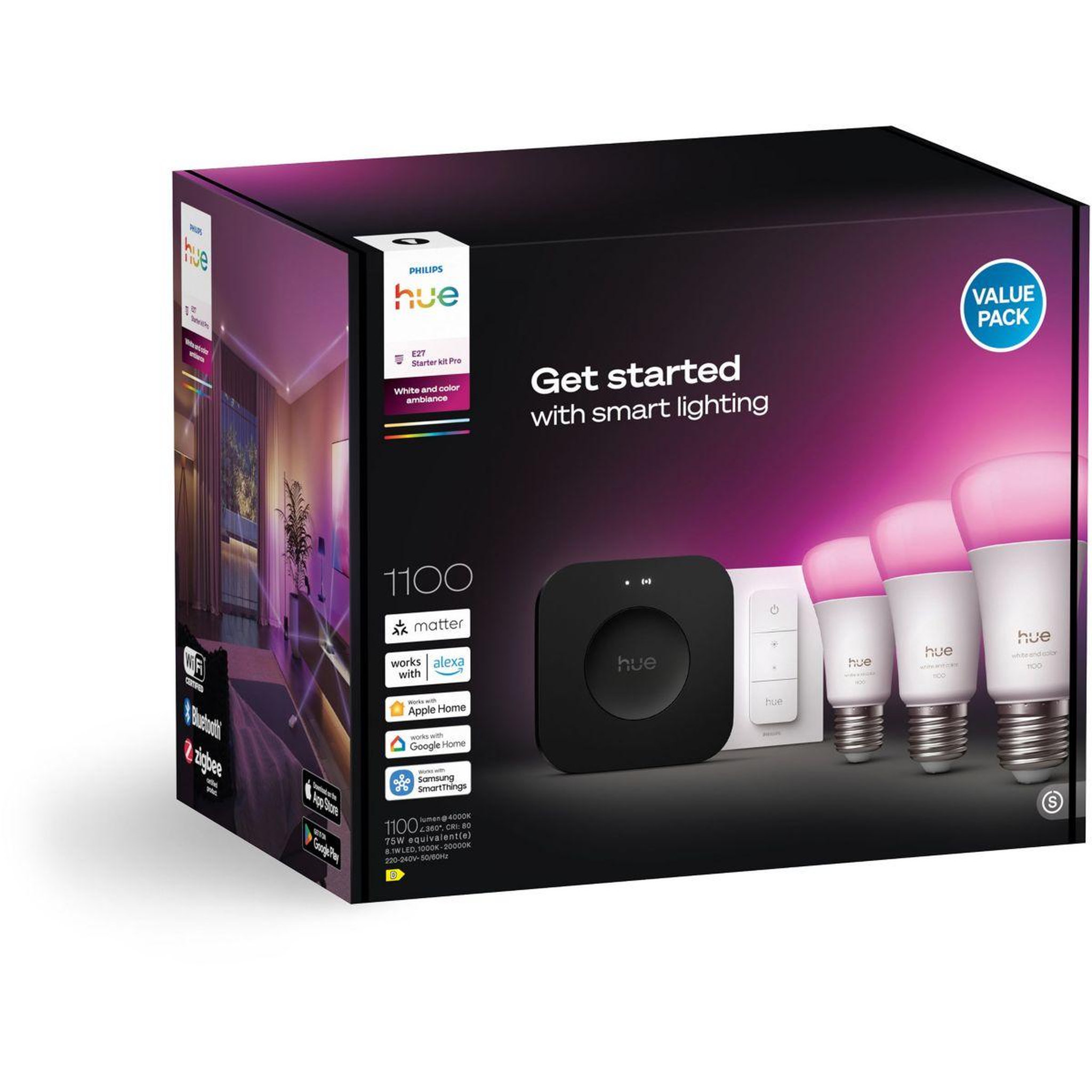 PHILIPS HUE Pack 3/E27 White&Color Ambiance+Pont+TLC