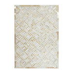 Paris Prix Tapis en Cuir Fait Main  Spark  Ivoire & Or. Coloris disponibles : Blanc