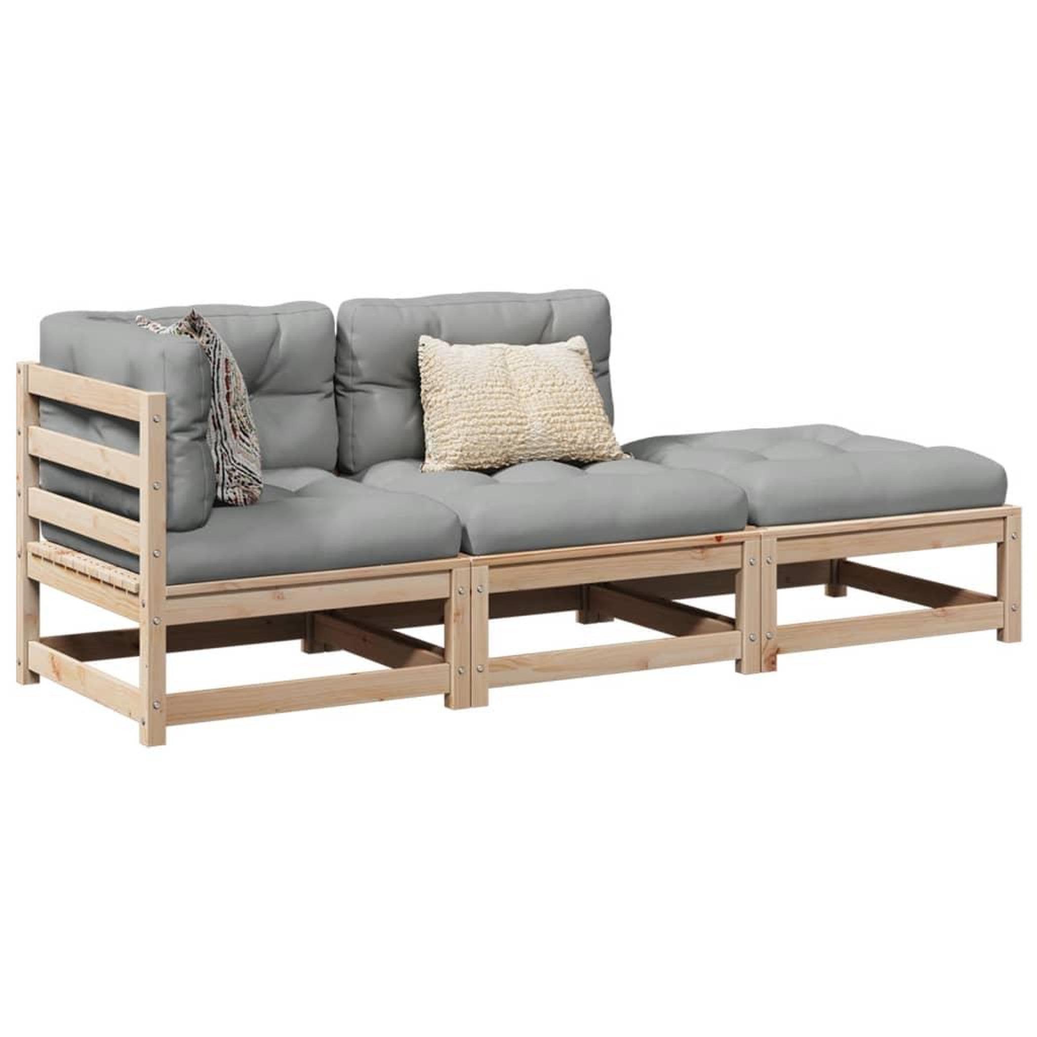 Voir la diapositive 1 : VIDAXL Salon de jardin 3 pcs avec coussins bois de pin massif
