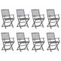 Voir la diapositive 1 : VIDAXL Chaises pliables d'exterieur lot de 8 et coussins Bois d'acacia