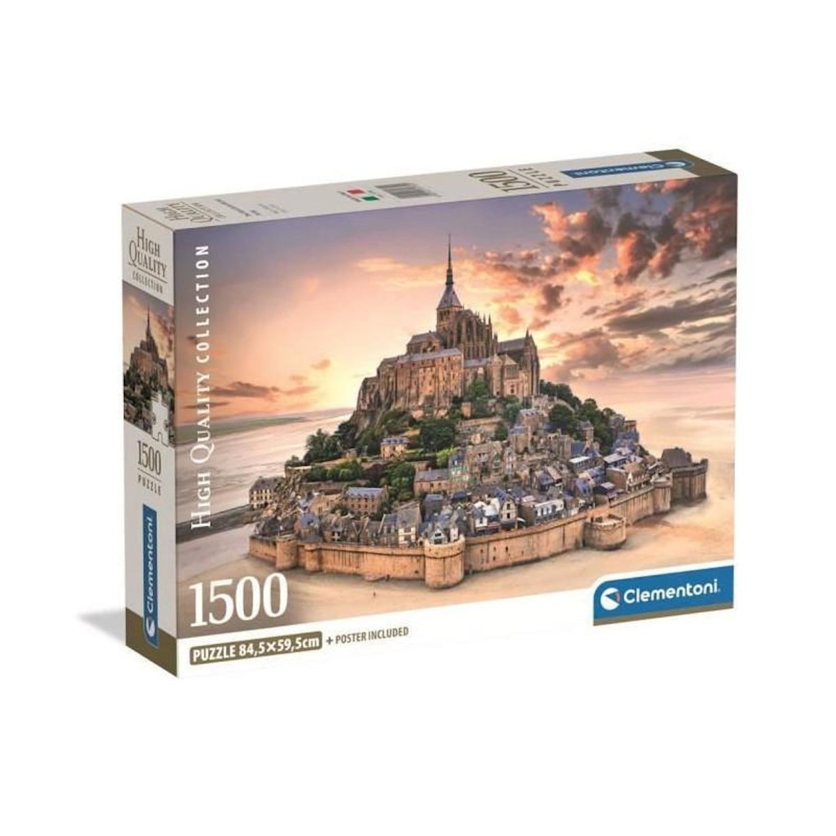 CLEMENTONI Puzzle 1500 pièces Compact Le Mont Saint-Michel – Puzzle adulte – Clementoni