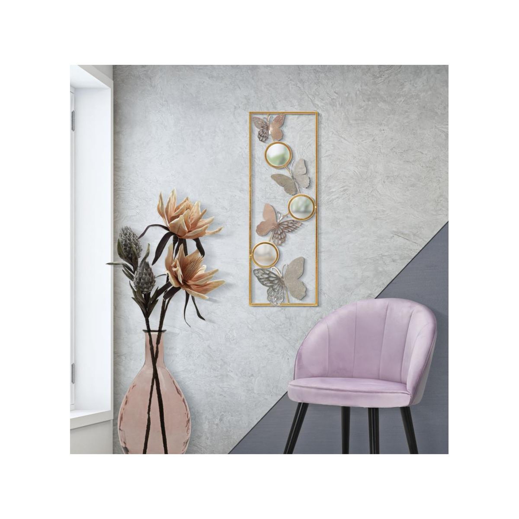 Voir la diapositive 5 : Paris Prix Décoration murale encadrée 3 miroirs  butty  90cm multicolore