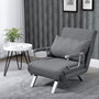 Voir la diapositive 2 : HOMCOM Fauteuil chauffeuse canapé-lit convertible 1 place déhoussable grand confort coussin pieds accoudoirs métal lin gris clair