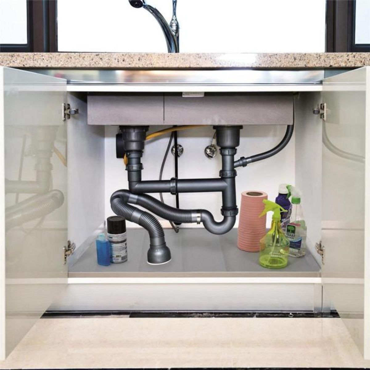 Paris Prix Tapis Dessous d'Évier  Antidérapant  61x122cm Gris