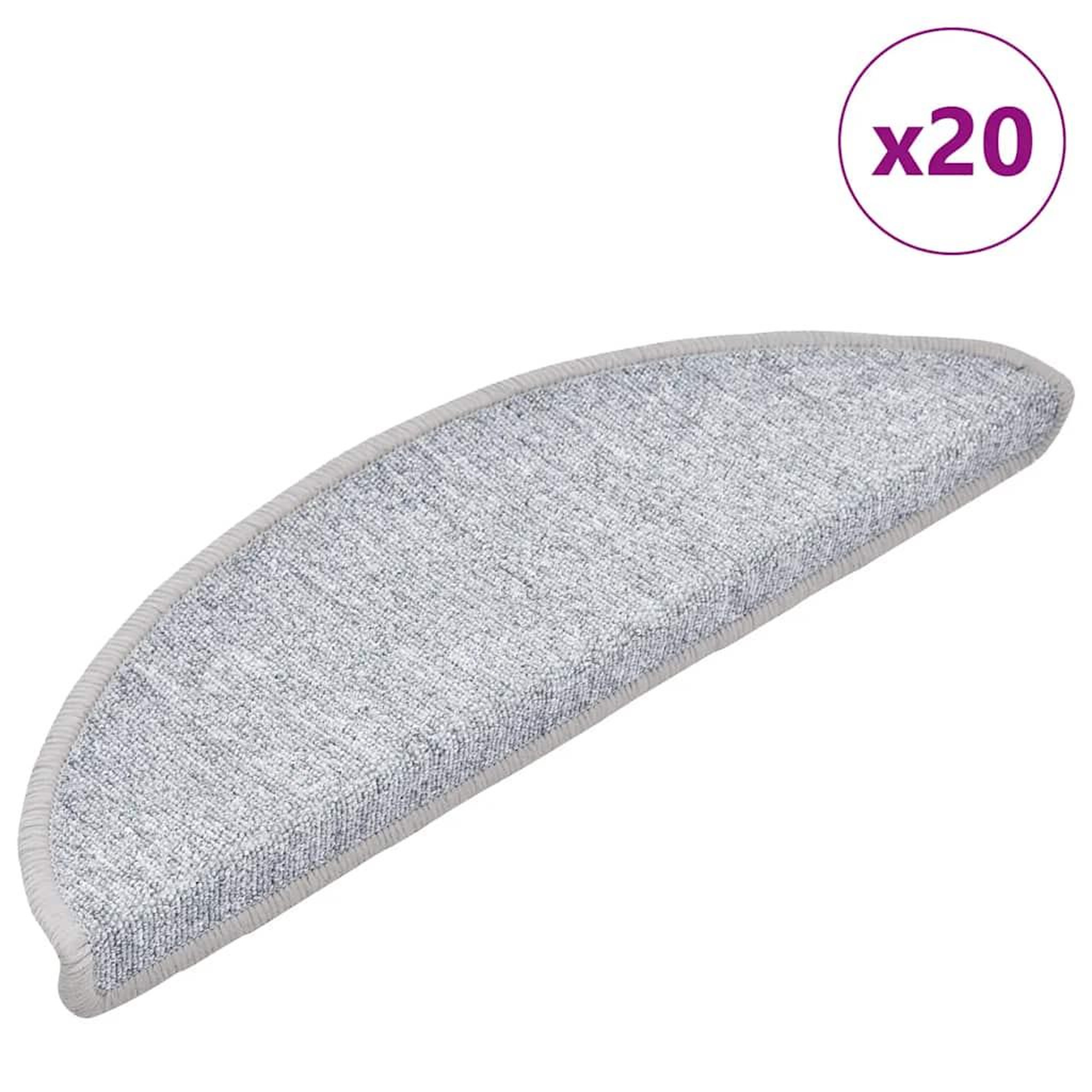 VIDAXL Tapis d'escalier 20 pcs gris clair 56x17x3 cm