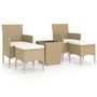 Voir la diapositive 2 : VIDAXL Ensemble de bistro 5 pcs Resine tressee et verre trempe Beige