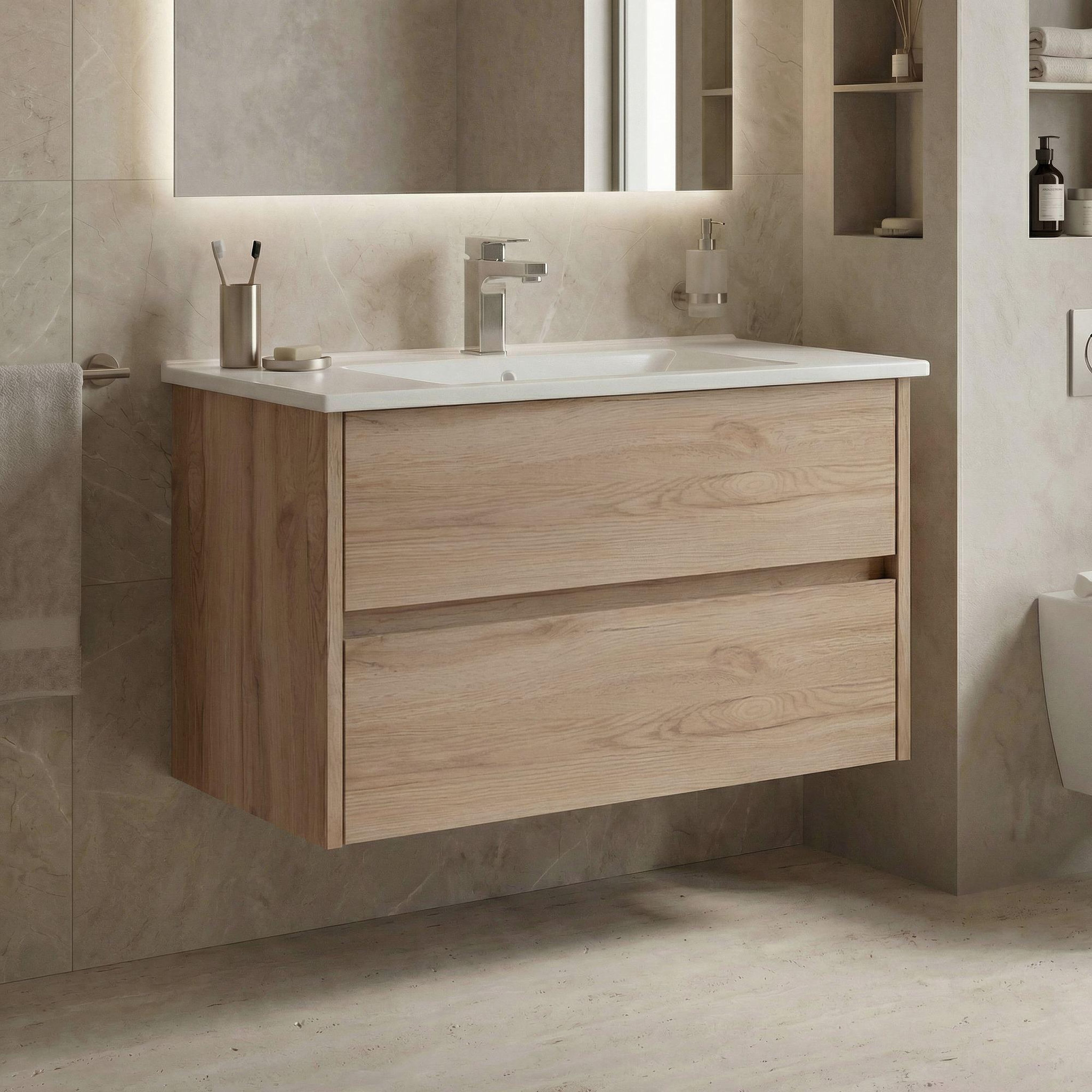 Voir la diapositive 2 : Habitat et Jardin Meuble Vasque  Side 85 v2  - 85 x 45 x 52 cm - Oak