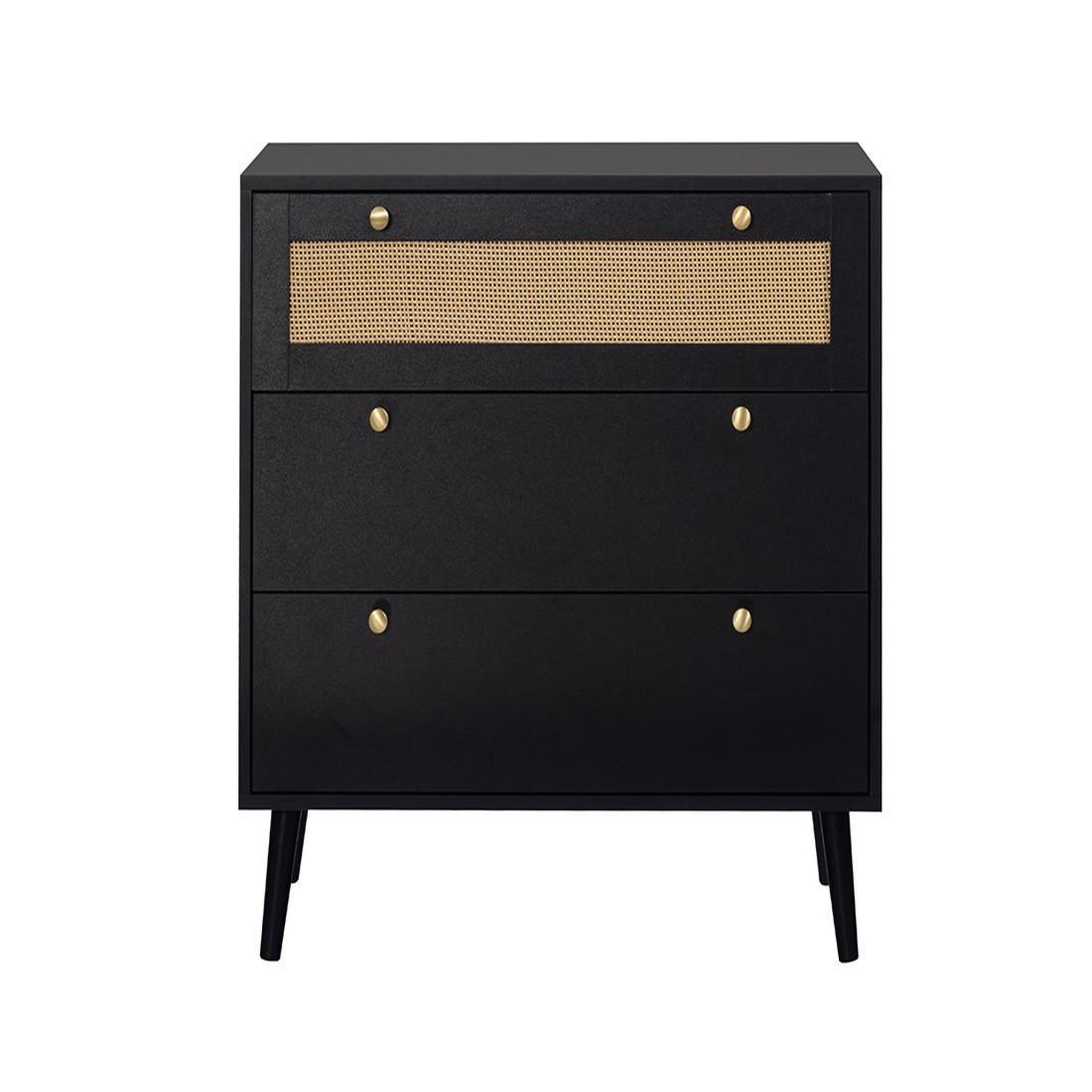 Voir la diapositive 3 : BEST MOBILIER Goto - commode - noir et cannage - 80 cm