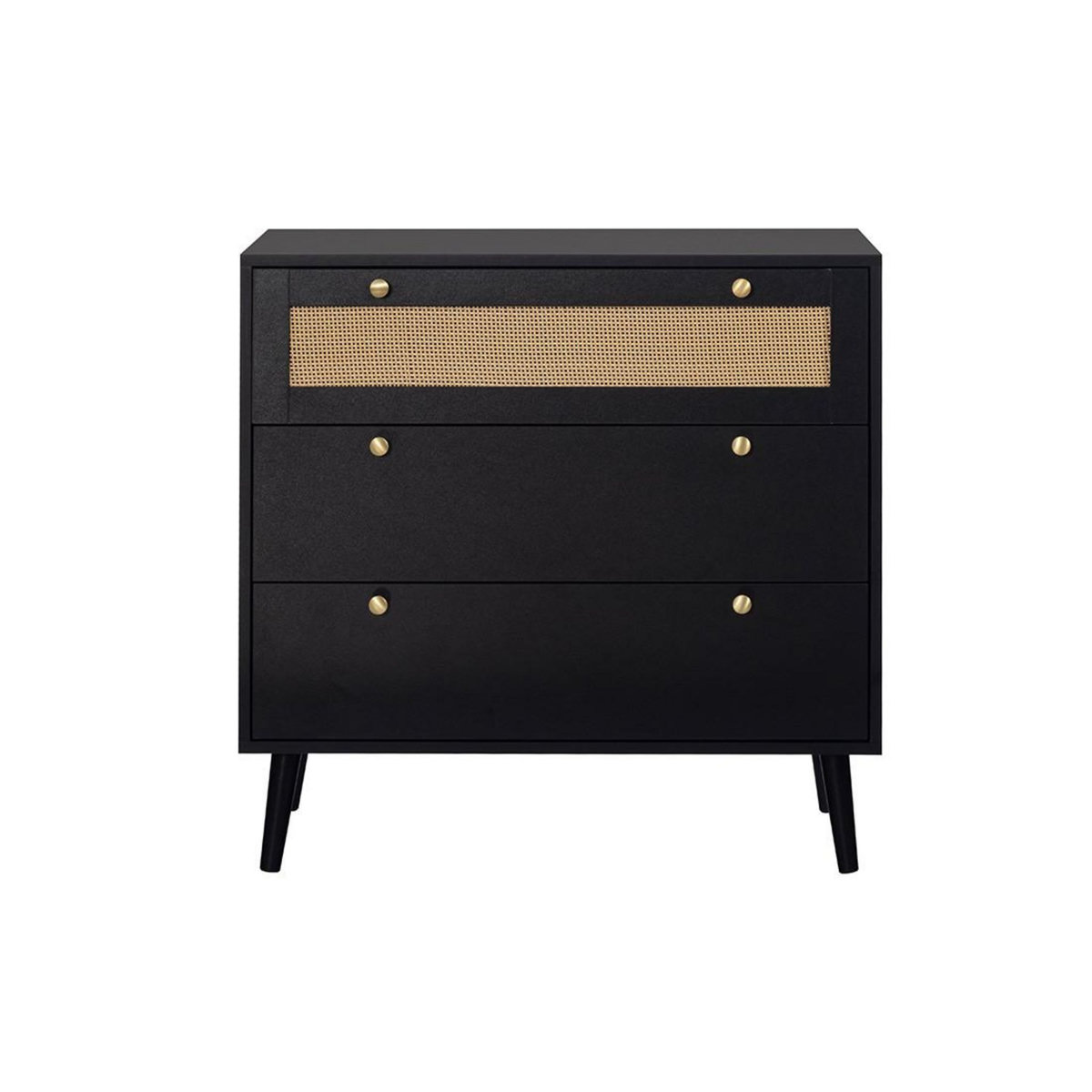 BEST MOBILIER Goto - commode - noir et cannage - 80 cm
