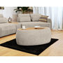 Voir la diapositive 2 : BEST MOBILIER Mahina - table basse ovale - en tissu bouclette et plateau effet bois - 114 cm