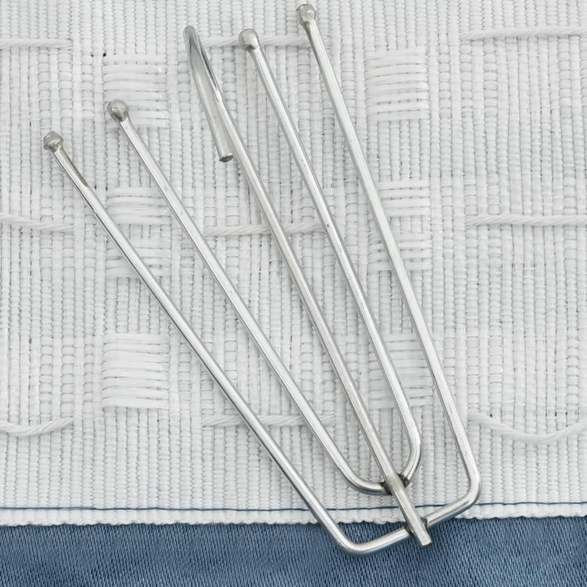 VIDAXL Rideau occultant d'aspect de lin avec crochets Bleu 290x245 cm