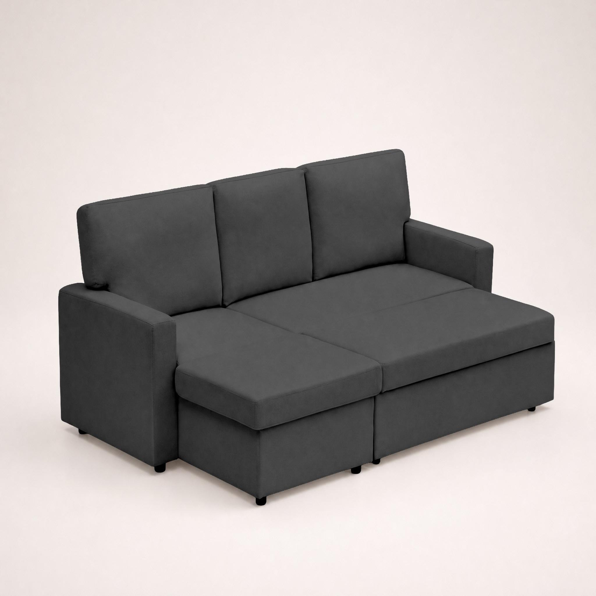 Voir la diapositive 3 : BEST MOBILIER Meiya - canapé d'angle réversible 4 places convertible avec coffre en tissu