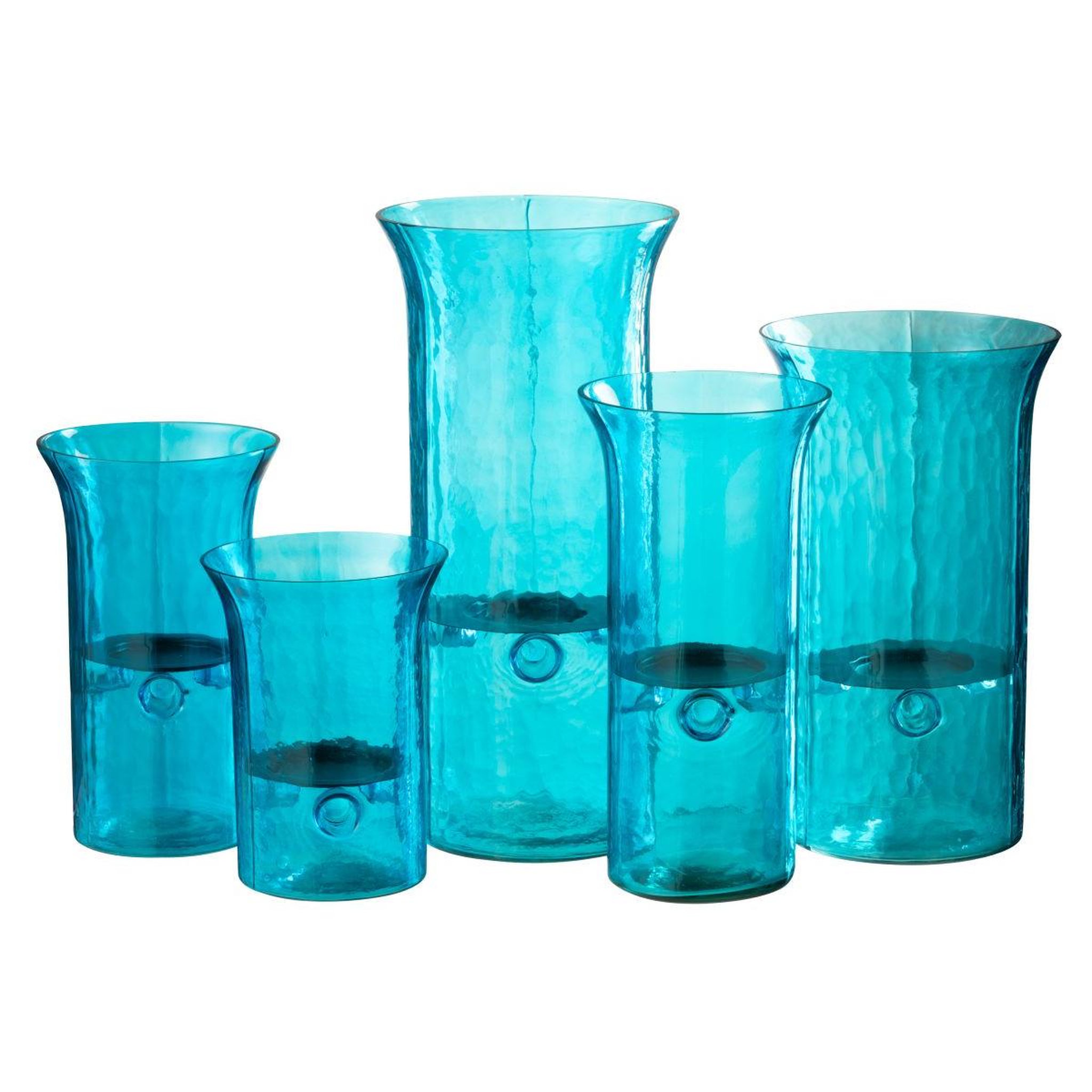 Voir la diapositive 4 : J-LINE Photophore étroit en verre  tarifa  34cm bleu azur