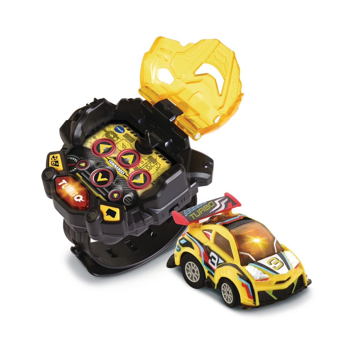 VTECH Turbo Force racers - Montre turbo avec voiture jaune télécommandée