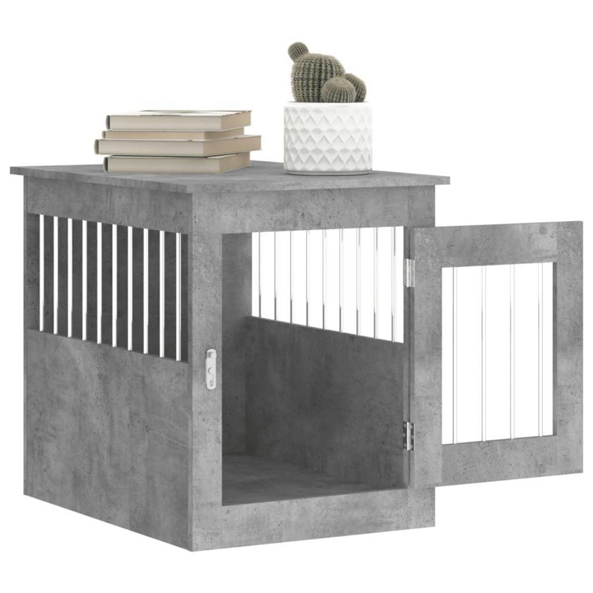 VIDAXL Meuble de cage pour chiens gris beton 55x75x65 cm