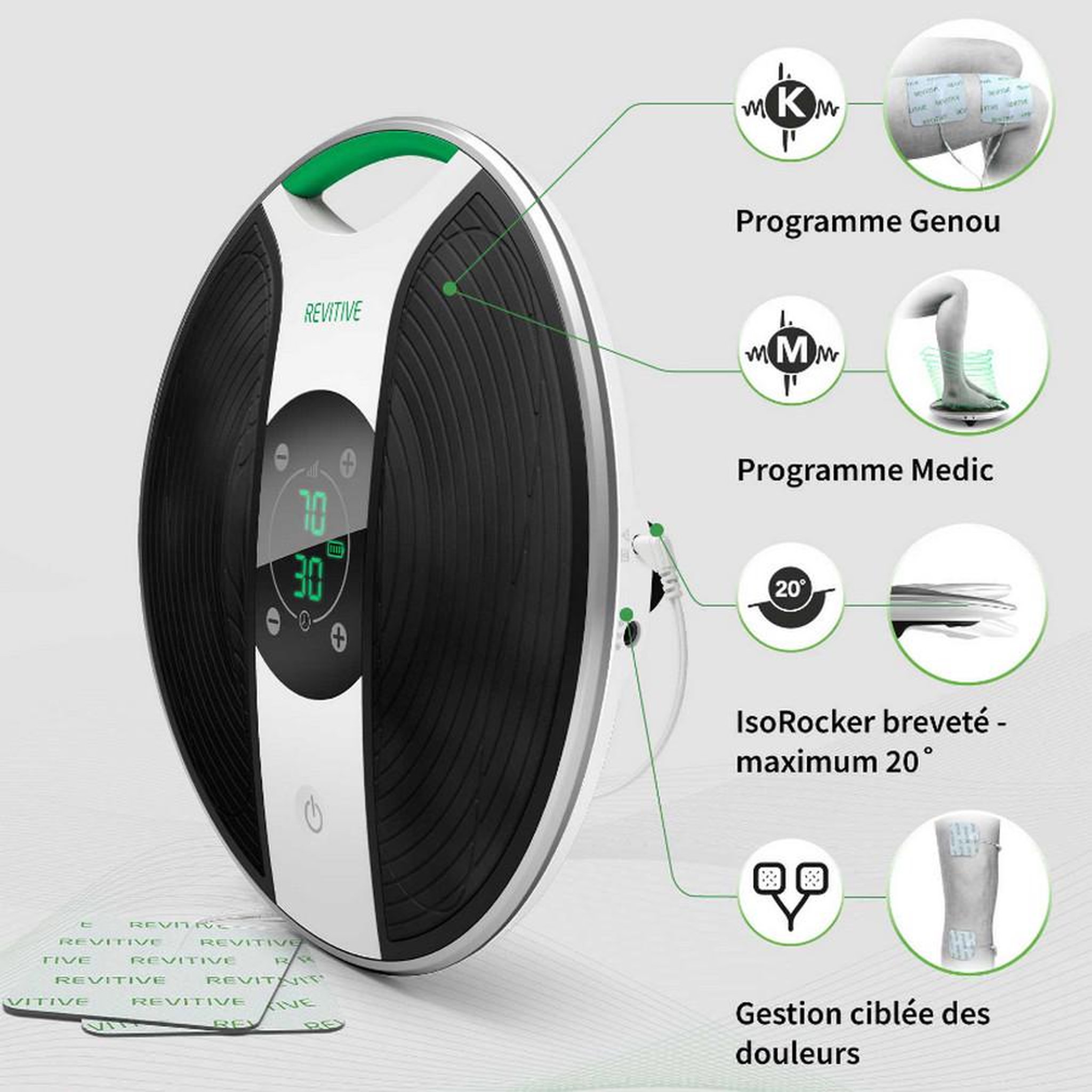 Voir la diapositive 6 : REVITIVE Stimulateur circulatoire medic genou