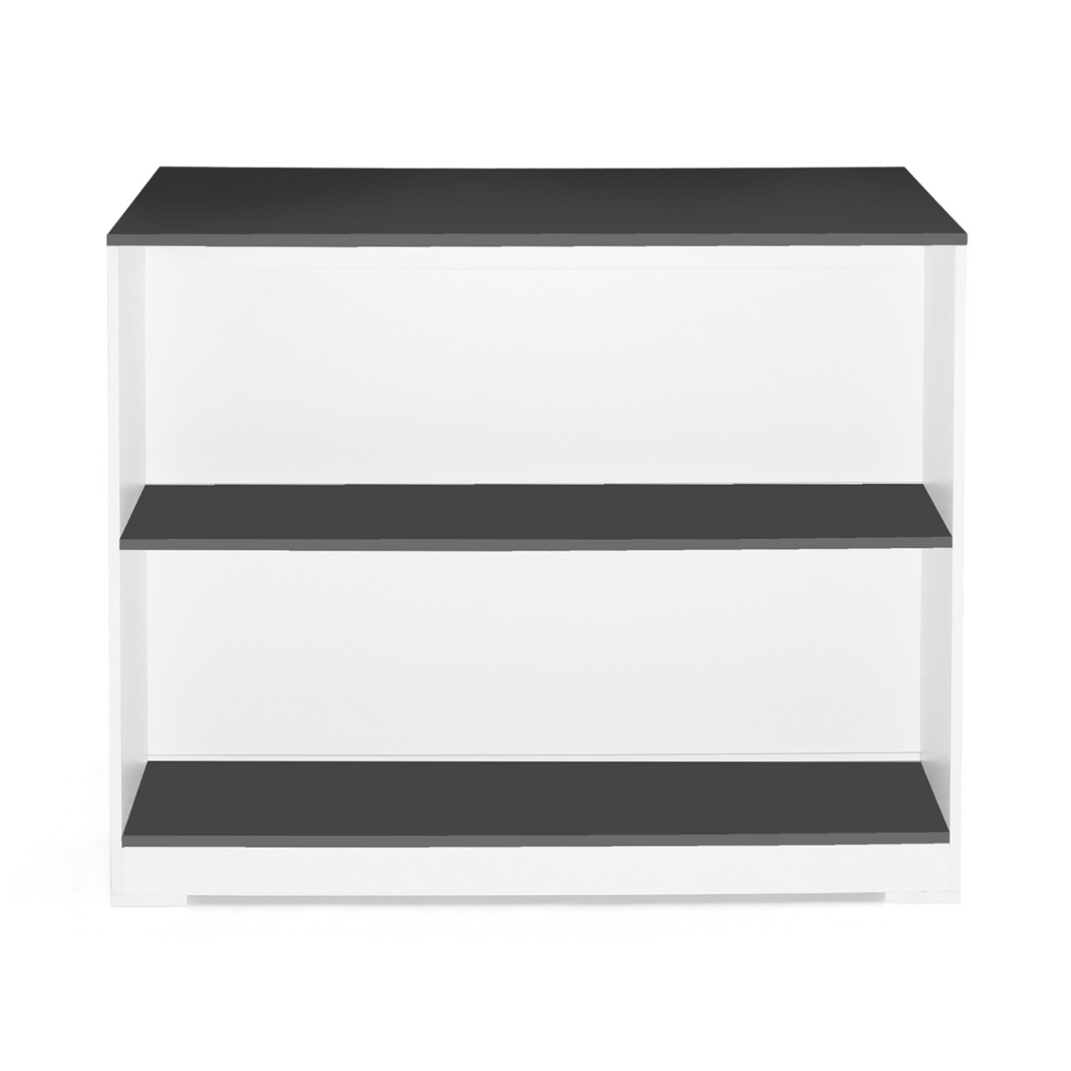 ID MARKET Table de bar îlot JUNO bois blanc et plateau gris