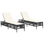 Voir la diapositive 2 : VIDAXL Chaises longues lot de 2 avec table noir resine tressee
