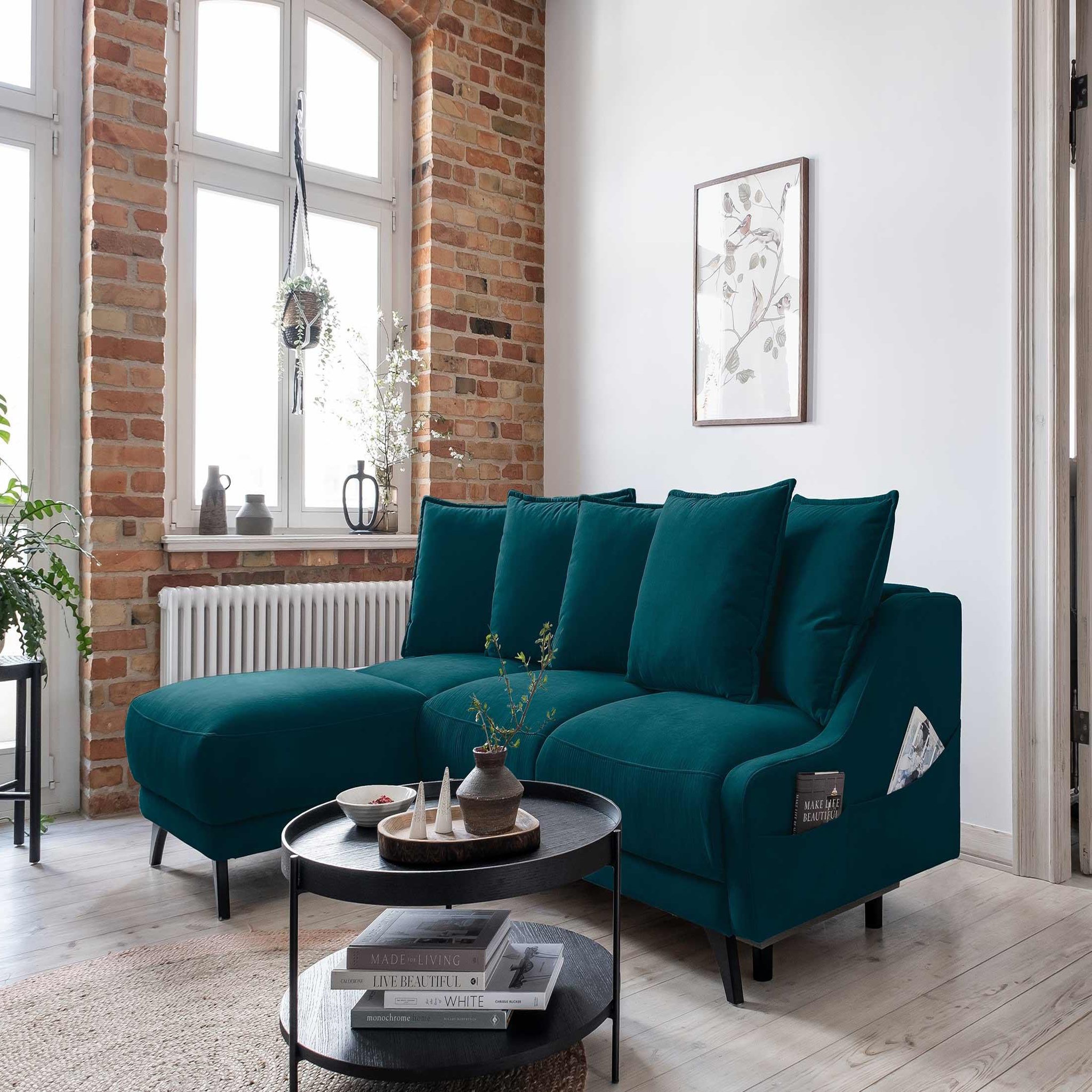 Voir la diapositive 5 : BEST MOBILIER Royal - canapé d'angle gauche - 4 places - convertible avec coffre - en velours