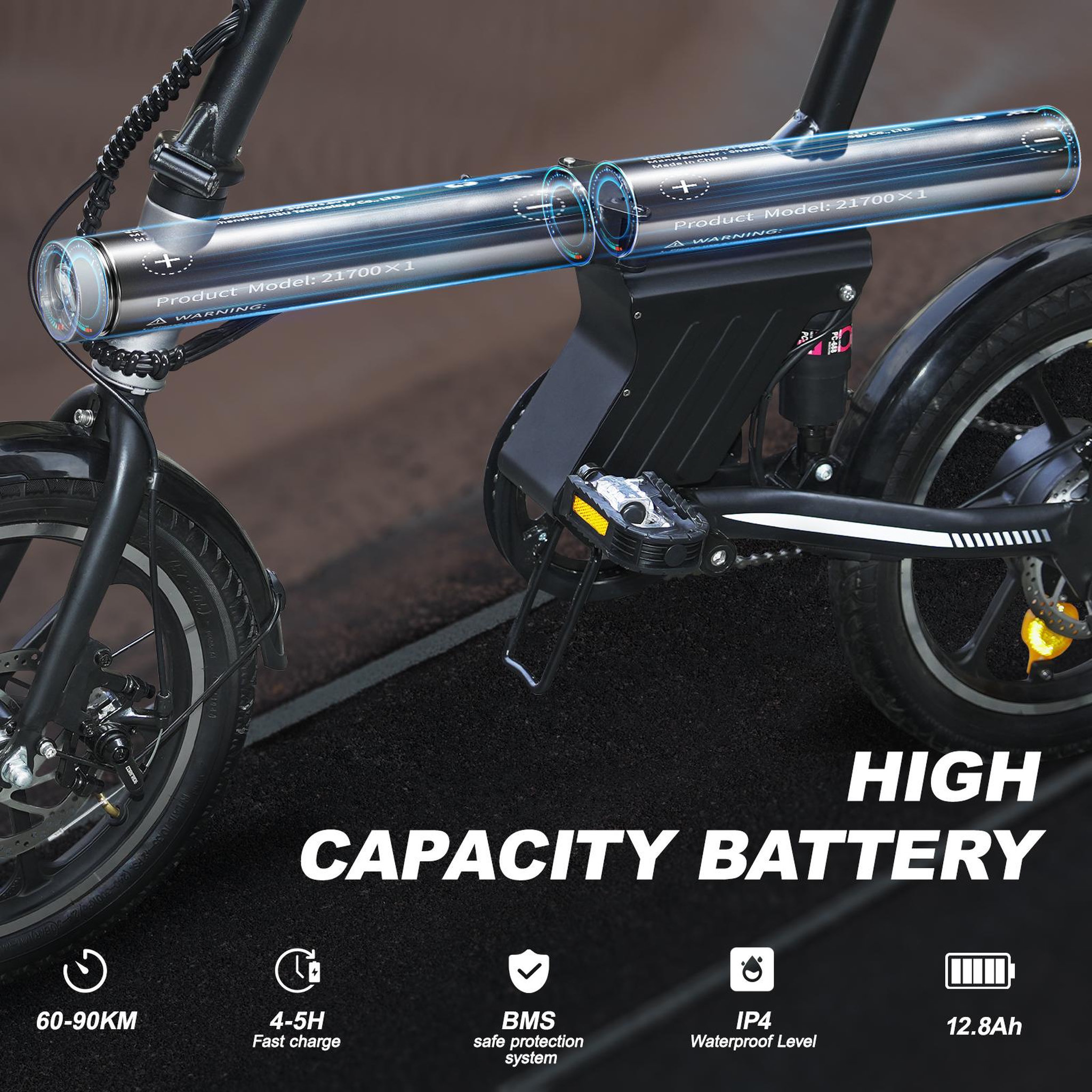 Voir la diapositive 6 : AVDL Vélo électrique pliable avdl a11, 16 pouces, batterie longue autonomie 460 wh, gris