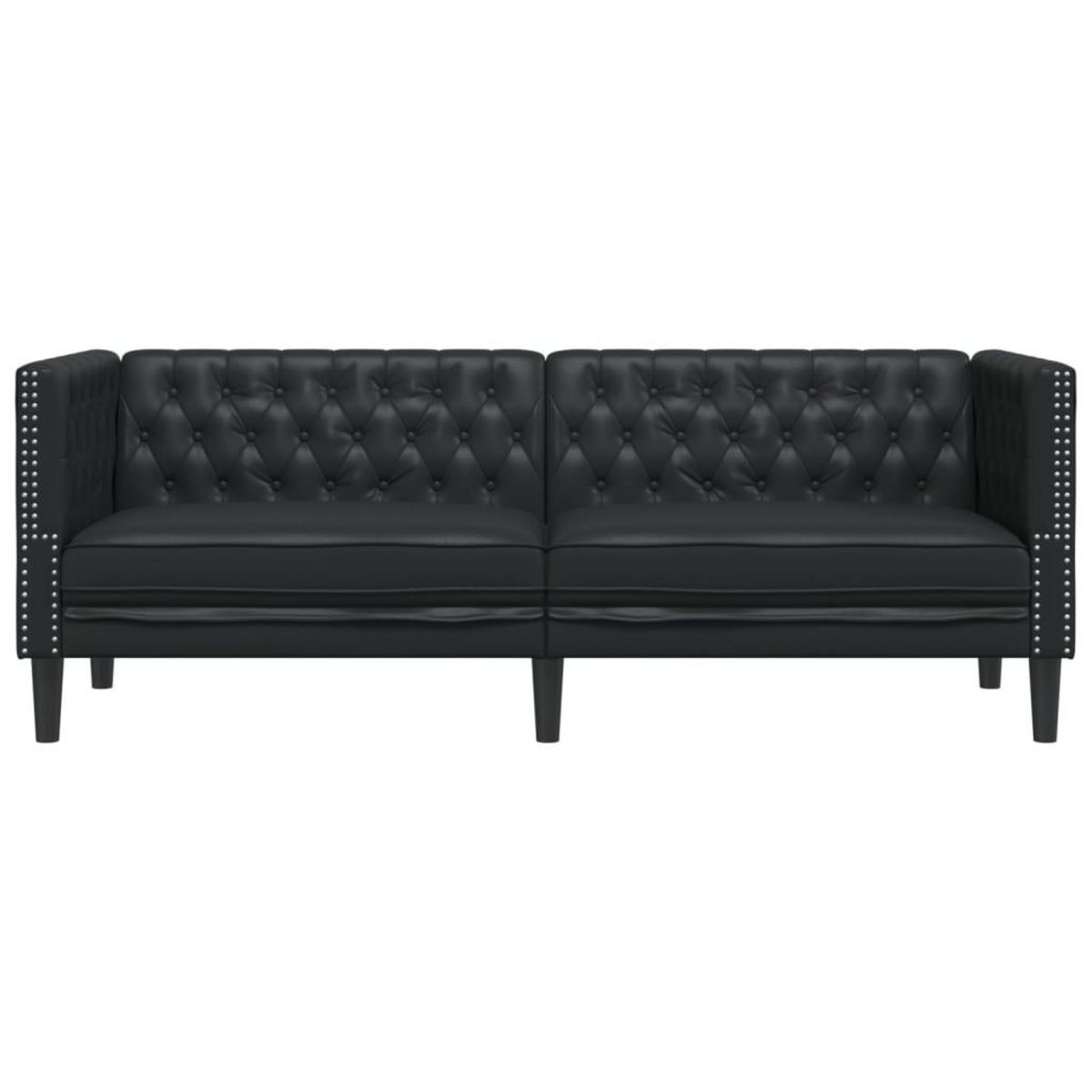 VIDAXL Canape a 3 places Chesterfield noir similicuir