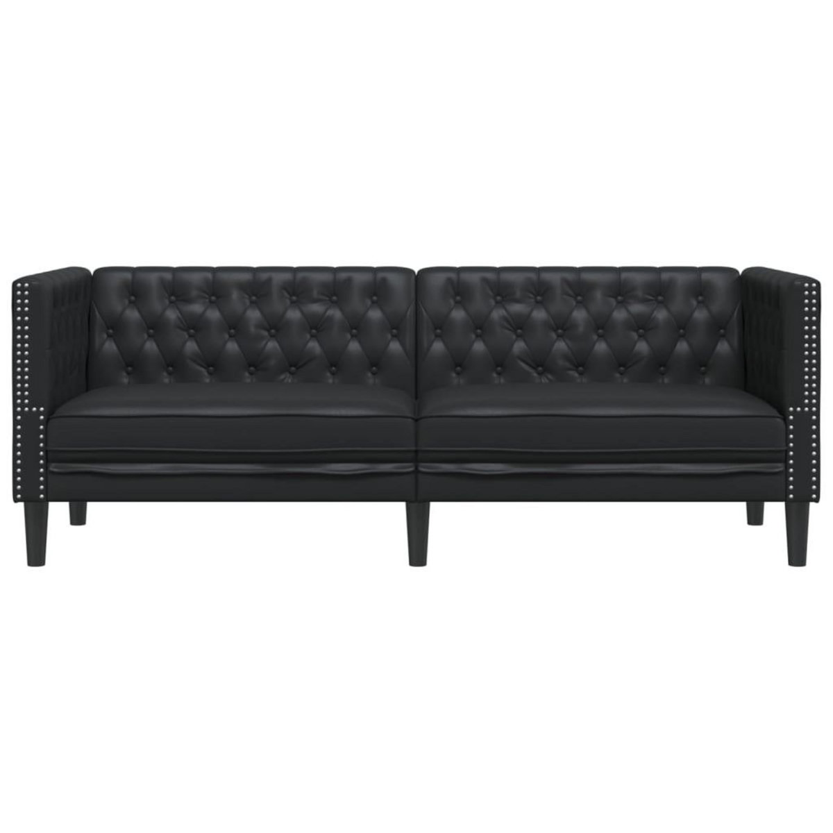 VIDAXL Canape a 3 places Chesterfield noir similicuir
