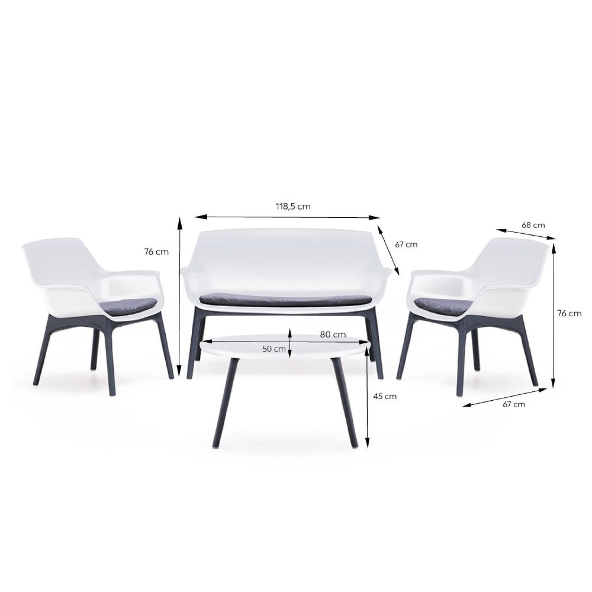 Voir la diapositive 3 : CONCEPT USINE Salon de jardin 4 places blanc avec table basse izmir