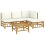 Voir la diapositive 3 : VIDAXL Salon de jardin 5 pcs avec coussins blanc creme bambou