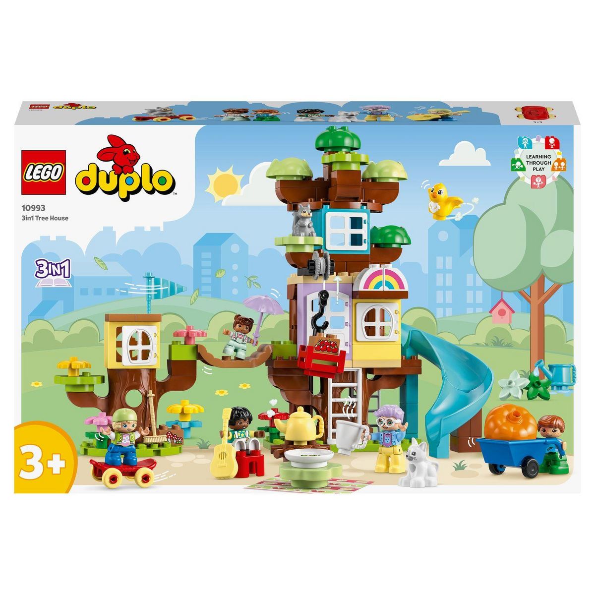 LEGO DUPLO 10993 -  La cabane dans l&rsquo;arbre 3-en-1, Jouet Éducatif pour Enfants Dès 3 Ans, Filles et Garçons, avec 4 Figurines Animaux, des Briques et Toboggan