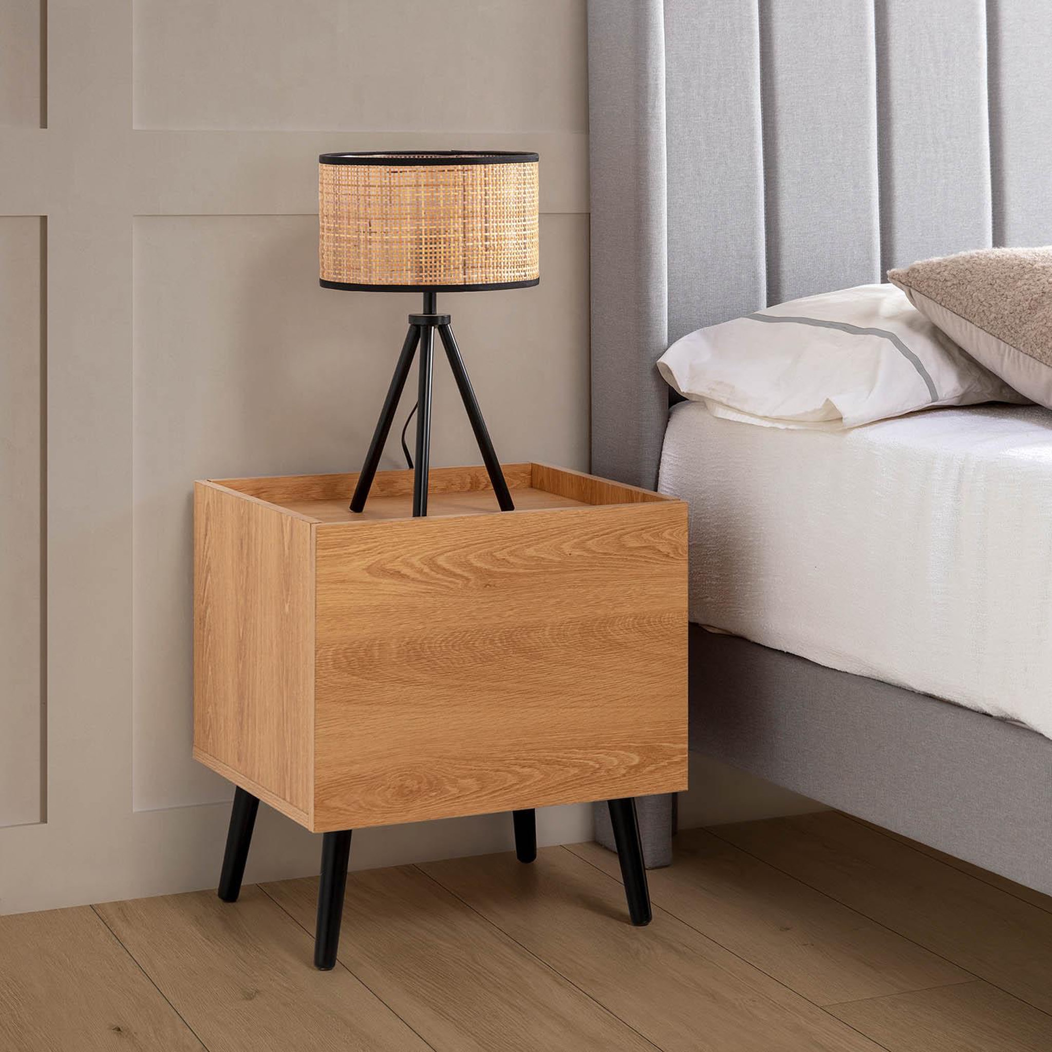Voir la diapositive 2 : VS VENTA-STOCK Table de chevet Siren 1 tiroir couleur Chêne