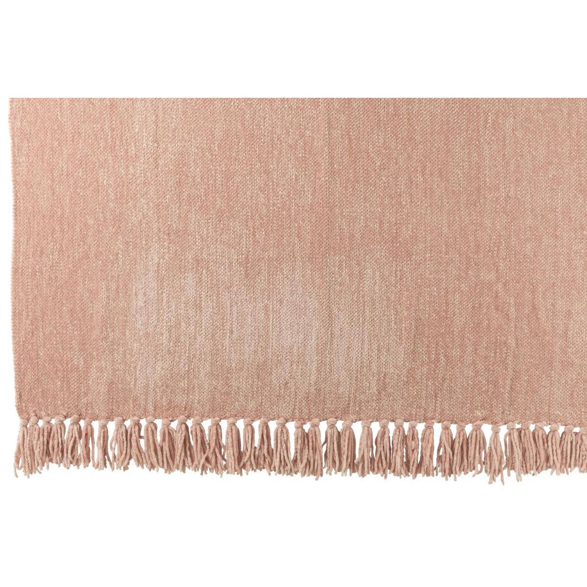 Voir la diapositive 2 : J-LINE Plaid à franges  chenille  130x170cm rose clair