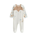 Petit Béguin Pyjama bébé en velours Nino. Coloris disponibles : Beige