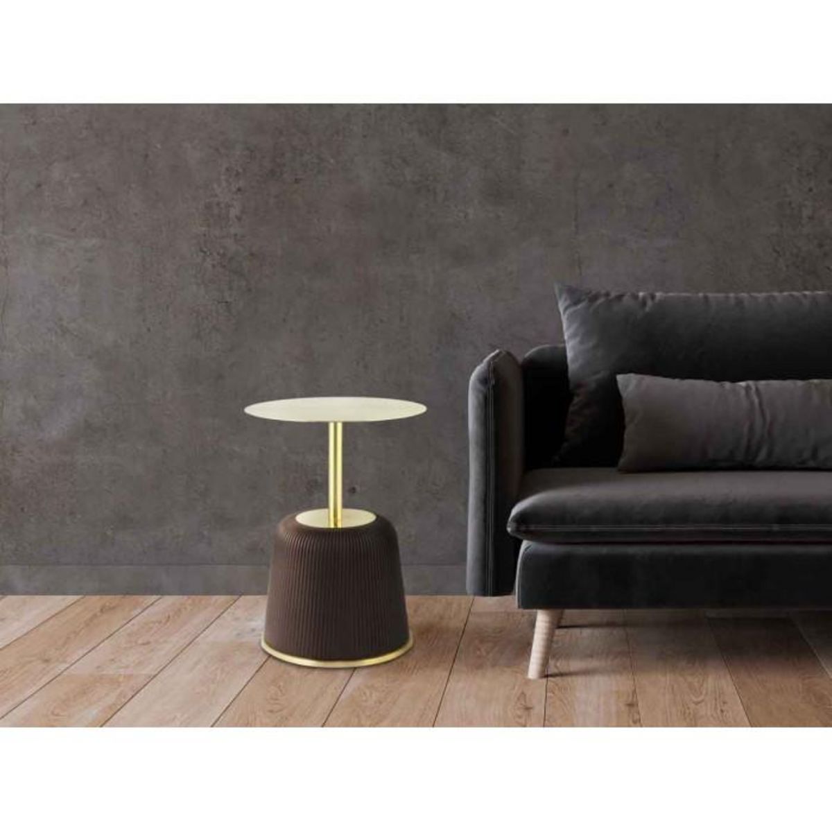 Paris Prix Table d'Appoint Design  Jokai  60cm Marron & Or