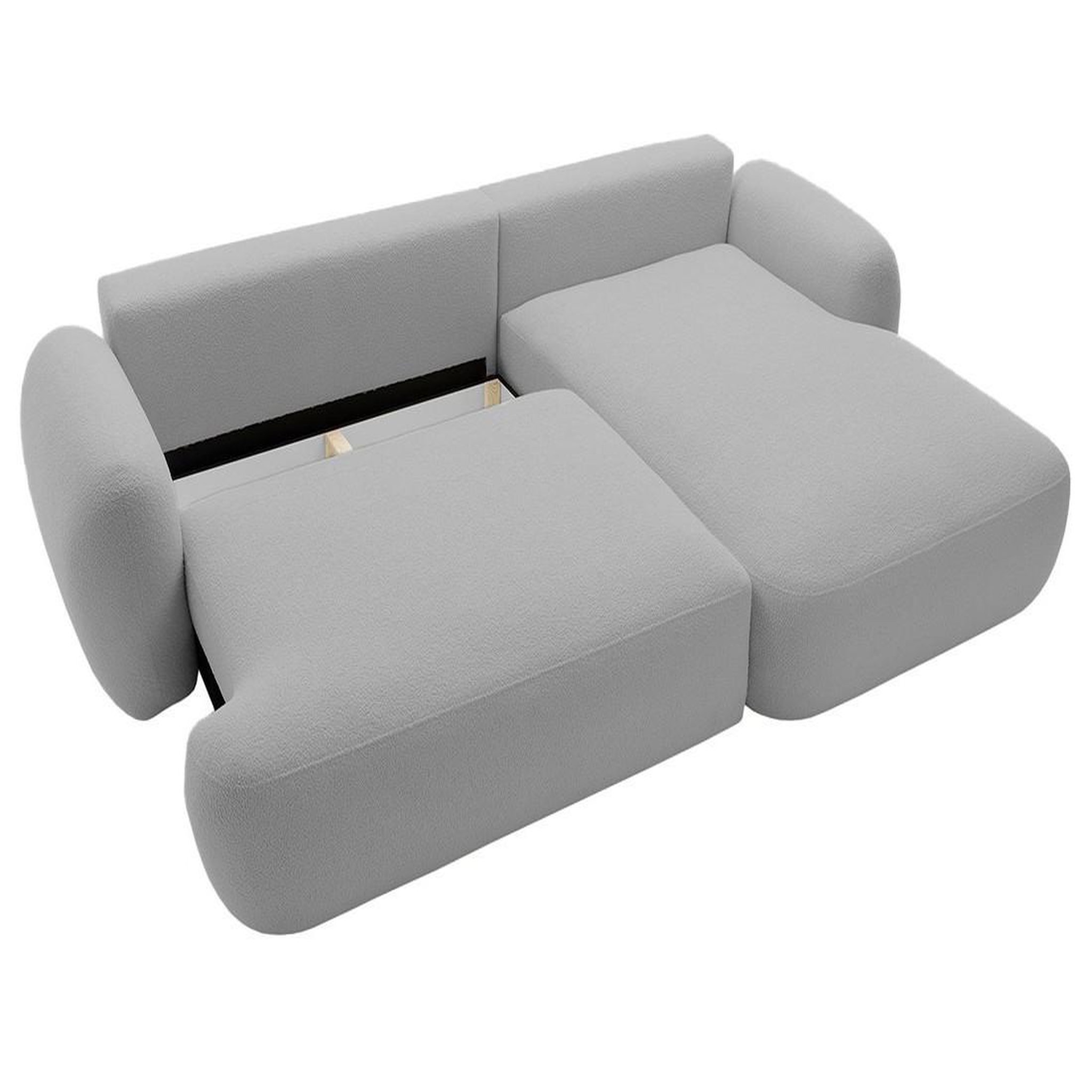 Voir la diapositive 6 : BEST MOBILIER Berenice - canapé d'angle droit 4 places convertible avec coffre en tissu bouclette