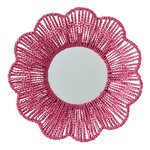 Paris Prix Miroir Mural en Raphia  Fleur  50cm Rose Foncé