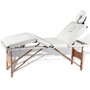 VIDAXL Table de massage pliable Blanc creme 4 zones avec cadre en bois