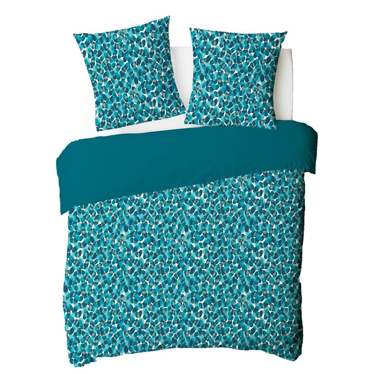 FUTURE HOME Parure de lit 2 personnes géométrique marine en coton