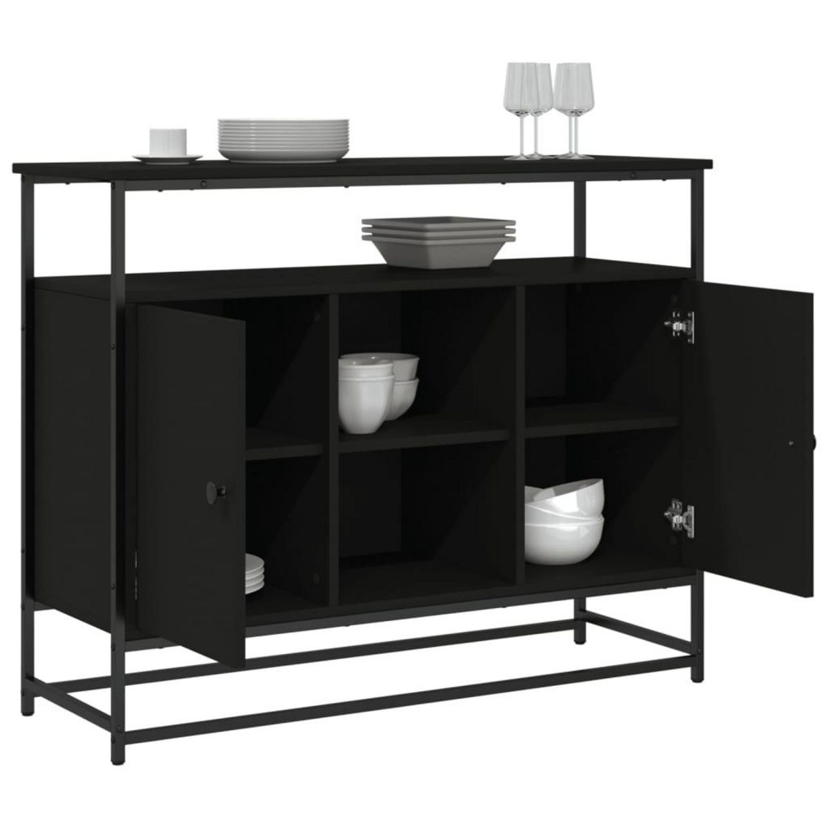 VIDAXL Buffet noir 100x35x80 cm bois d'ingenierie