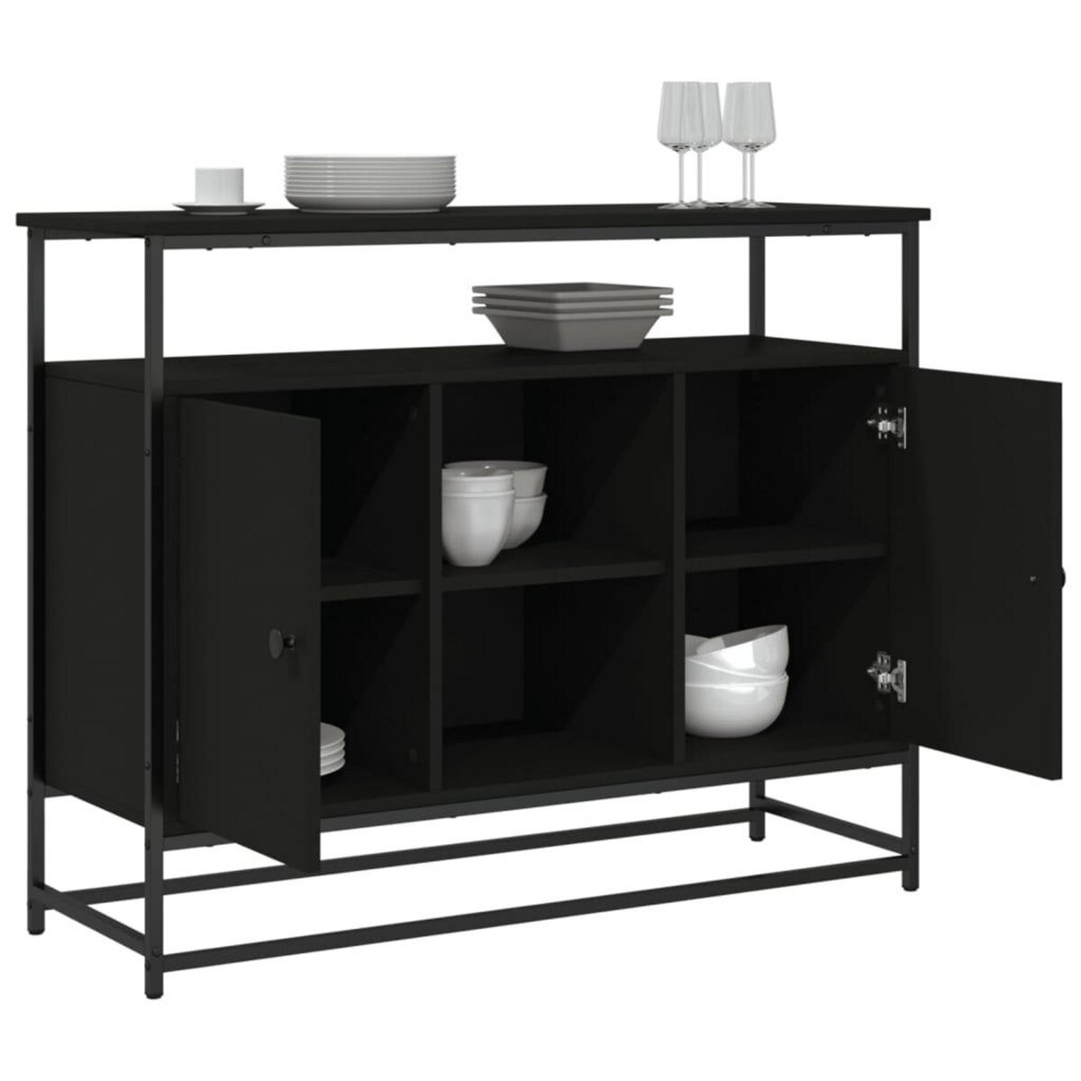 VIDAXL Buffet noir 100x35x80 cm bois d'ingenierie