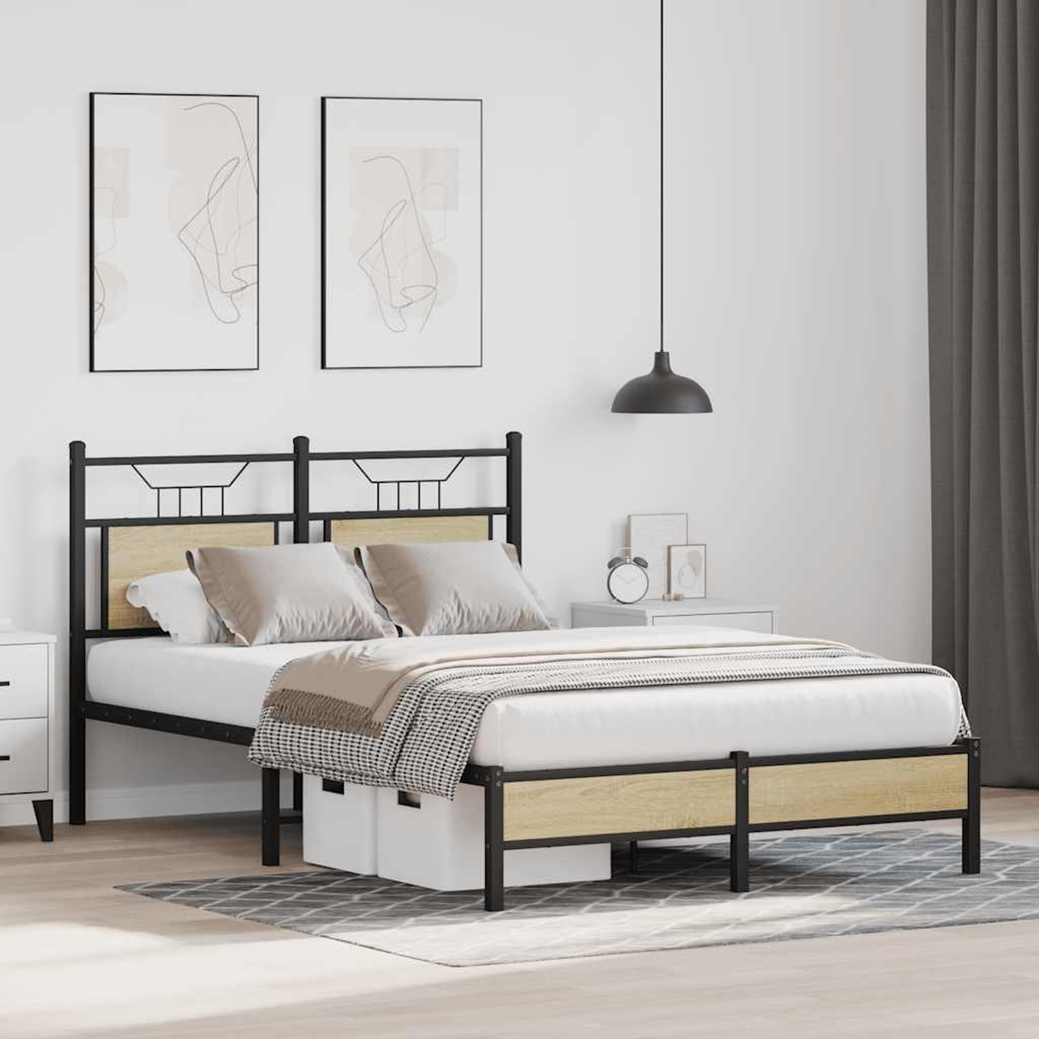 Voir la diapositive 4 : VIDAXL Cadre de lit sans matelas chene sonoma 120x190 cm